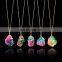 Rainbow Natural Stone Pendant Necklace Fashion Crystal Chakra Rock Necklace Gold Color Chain Quartz Long Necklace For Women