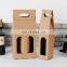 Custom Logo Printing Corrugated Cardboard Carrier Bag Paper Packaging Red Wine Box