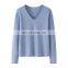 China Manufacturer's Casual Loose Pullover Women Winter Fashion V-Neck Cashmere Sweater 100% Knitted Solid Pattern Front Autumn