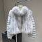 Wuuus [Rebellious Sweetheart] Manteau en fourrure de renard vintage de qualité saga importé de Finlande pour femmes avec finitions en cuir entier