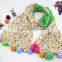 Good Quality Cute Sweet Small Floral Print Colorful Pom Pom Balls Fashion Baby Girls Winter Scarf