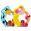 6 months baby clutching cow grasp toys 4 plastic bells animal toys for kids small wooden material handmade musical instruments