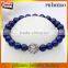 Women Fashion Lionhead Lion Bracelets Lapis Beaded Natural Stone Jewelry