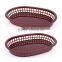 12 Reusable Large Brown Oval Plastic Fast Food Baskets Durable Oblong Diner Barbecue Picnic Serving Ware Basket Tray