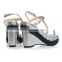 Super high heel large size women Silver wedged sandals with platform