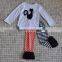 Handmade 100% Cotton Western Girl Cat Embroidery Long Sleeve Halloween Boutique Outfit