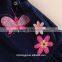 NOVA2015 latest fashion dress with high quality butterfly floral embroiderd kids girls sleeveless dresses with shivering collar