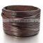 men's large alloy genuine leather bracelet bangle cuff brown silver punk rock adjustable fit 7~9 inch