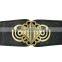 Ladies Fashion Designed Black Elastic Pu Ribbon Waist Belt