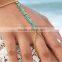 Women Turquoise Bracelet Slave Chain Hand Harness Finger Ring Jewelry Gift