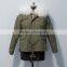 women casual bomber jacket with raccoon fur hooded parka for lady