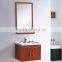 Mirror on wall home store and washing basin floor standing bathroom cabinet