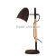 Wooden Table Lamp With Metal Base and Lampshade, Modern Industral Lamp