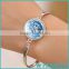 Fashion Women Fine Romantic Silver Color Jewelry Sets White Blue Tree Picture Glass Moon Pendant Necklace Stud Earrings Bracelet