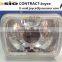 7 Inch Square BMC With Hold Crystal Iron Auto Halogen Semi Sealed Beam Headlight Install H4 Bulb