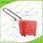 Four Wheels Plastic Supermarket Basket Cart with Single Handle