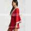 smooth knit Striped Trim Tunic striped ribbed trim V-neckline HSH 6063