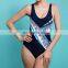 Deep Blue Backless Print Geometric Women Sports Swimwear