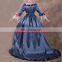 Rose Team-Free Shipping Custom-made Ball Gown Costume Victorian Long-sleeve Blue Dress