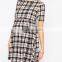 Hot Sale Newest Design Maternity Beauty Skater Dresses Print Plaid Check Mini Dress with Cut Out Back