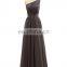 Elegant Gray Bridesmaid Dresses Long 2016 Hot Sale Vintage One Shoulder Pleats Chiffon Evening Dresses for Women Wedding Gowns