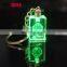 Custom lucky laser engraving glass bottle photo crystal led light keychain with charms