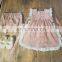 Newest Newborn Clothings Children Infant Boutique quadrille lace top and pants Cotton Baby Girls Clothes Set