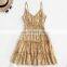 Summer INS Hot Style Sexy Factory Wholesale Low Price Spaghetti Strap Small Floral V-neck Women's Beach Print Skirt Loose Dress