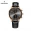 Stainless Steel Multi-Function Gents Watches Man Genuine Leather Quartz Chronograph Watch