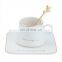 The Latest Design Round, Handle Gold Rim Ceramic Latte Coffee Cup With Square Saucer/