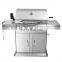 Household Commercial Outdoor Family Day Use 6 Burner+1 Side Burner Gas Grill with Cabinets Wheels Stainless Steel Gas BBQ Grill