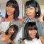 180 Density Full Machine Wigs Highlight Brown Colored Bone Straight Human Hair Bob Wigs 4 27 Human Hair With Bangs For Women
