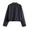 European and American style women's balloon shaped denim pilot jacket