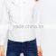 2016 Summer Long Sleeve Ladies Ruffle Neck White Shirt