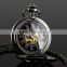 Black Stainless Steel Skeleton Pocket Watch Automatic Movement WP116-ESS