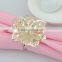 fashionable golden leaves shape crystal napkin rings