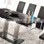 L808E Modern Dining Table for Black Glass/Gloss Round/Oval Extending 1300-1800mm