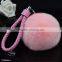 16colors In Stock PU Leather Alloy Charm Keychain Genuine Rabbit Fur Ball Keychain