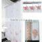 fashion Animal design Pink butterfly double swag fabric shower curtain with resin hooks