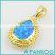 Factory Directly Big Pure Blue Drop Opal Sterling Silver Necklace Pendant