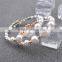 Sterling Silver Rose Gold Bangle Bracelets Wholesale Metal Beads Linked Different Size Pearl Clean Rhinestone Cuff Bracelets