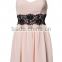 Pink Plain Shoulder-Strap Lace Bandeau Chiffon Dress new ladies dress