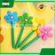 promotional wholesale cheap funny school office stationery mini cartoon silicone plastic sun flower pot roller ball point pen