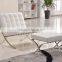 Mid Century Modern Classic Barcelona Style Replica Lounge Chair&Ottoman With PU or White Leather and Stainless Steel Frame