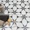Black and white marble flower mosaic tile