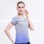 Women's Short Sleeve Gradient Color Gym Sport T Shirt Ombre Yoga Tops