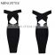 2016 midi long off shoulder ladies sexy open front dress fashion sexy girls black backless bandage dress