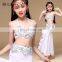 ET-135 Newest arrival satin beaded children belly dance costume with bra and belt set