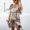 New Women Chiffon Beach Kimono Cardigan Bird Leaves Print Open Front Holiday Loose Thin Blouse Beachwear Cover Up