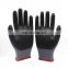 15G Nylon+Spandex Liner with Black Micro Foam Nitrile Coating with Dots on Palm